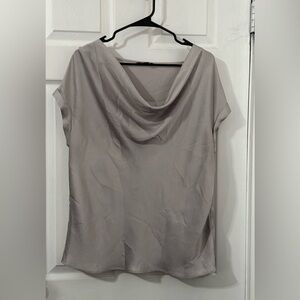 Express Gray Draped Cap Sleeve Blouse